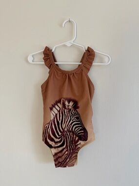 GAP Brown Zebra Print Girls One-Piece Swimsuit